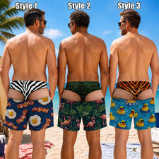 Personalized Funny Men Swim Trunks, Custom Beach Shorts Bathing Suit (S-5XL) Erkek Plaj Giyimi price