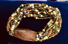 $14 Boho Bracelet with Polished Rosewood & Vintage Glass Beads Bijuteri Bilezik price