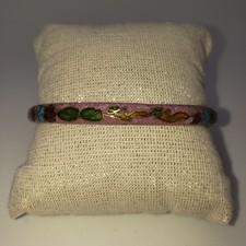 Vintage Cloisonne Style Bangle Pink/Lavender Enamel Inlaid Flowers Multicolor Bijuteri Bilezik price