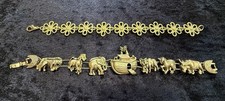 AJC Vintage Noah's Ark Charms Bracelet 7”  And Gold Tone Daisy Chain Bracelet Bijuteri Bilezik price