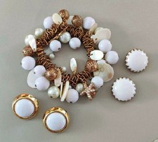 Gold Tone Starfish Statement Set Bracelet and Earrings Nautical Beach Chunky Bijuteri Bilezik price
