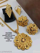 Traditional Indian Boliwood gold  plated Chain Pandent Earrings jewellery Set Bijuteri Bilezik price