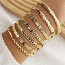 7 Pc Gold Tone Open Bangle Bracelets Fashion Jewelry For Women A1G Bijuteri Bilezik price