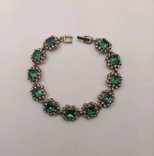 Vintage Style Green Rhinestone Bracelet Clear Accent Stones Costume Jewelry New Bijuteri Bilezik price