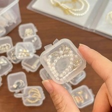 50pcs Mini Square Storage Box Clear Plastic Flip Case Pill Jewelry Organizer Eşya Saklama Kutusu price