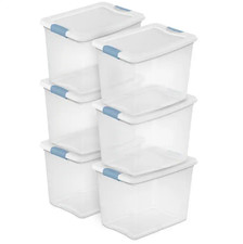 Sterilite 25 Quart Latching Storage Box, Stackable Bin with Latch Lid, 6 Pack Eşya Saklama Kutusu price