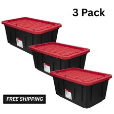 Hyper Tough 27 Gallon Snap Lid Plastic Storage Bin Container Pack of 3 Eşya Saklama Kutusu price