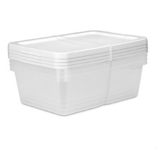 (4) 12 Quart Storage Boxes, Clear Plastic Storage Bin with Snap-On Lid, White Eşya Saklama Kutusu price