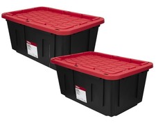 Hyper Tough 27 Gallon Storage Bin w/ Snap Lid, Black/Red Heavy Duty Containe 2Pk Eşya Saklama Kutusu price