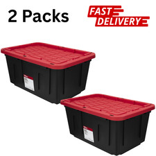 Hyper Tough 27 Gallon Snap Lid Plastic Storage Bin Container pack of 2 Free Ship Eşya Saklama Kutusu price
