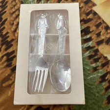 Smithsonian Lenox Silver plate Teddy Bear Infant Fork Baby Spoon 2003 New In Box Mama Kaşığı price