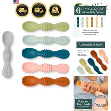 Silicone Baby Spoons Self Feeding 6 Pack- First Stage Infant Spoons for Babie... Mama Kaşığı price