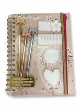 Planner Notebook Stationery Set with 3 Ballpoint Pens & 4 Die Cut Sticky Notes Spiralli Defter price