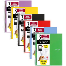 Five Star 3-Subject Spiral Notebook: 8 in. x 10-1/2 in. (Color May Vary) 05204 Spiralli Defter price