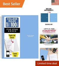 1 Subject Five Star Spiral Notebook with Study App | College Ruled, 8.5" x 11" Spiralli Defter price