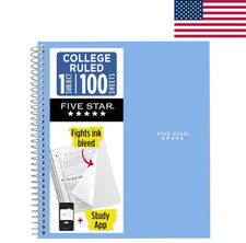 Five Star Spiral Notebook 1 Subject College Ruled 100 Sheets 8.5x11 Blue Spiralli Defter price