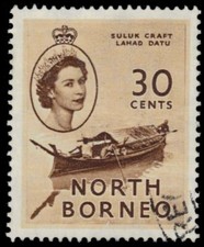 NORTH BORNEO 270 (SG381) - Queen Elizabeth II "Suluk Canoe" (pa80624) Suluk price
