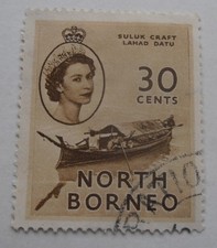 North Borneo 1954 Suluk river canoe QEII Suluk price