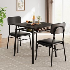 3-Piece Dining Table Set for 2, Square Kitchen Table W/ 2 Chairs & Storage Shelf Masa - Sandalye Seti / Takımı price