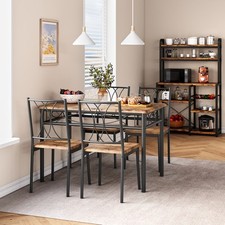 Dining Table Set for 4, Industrial 5-Piece Wood & Metal Kitchen Table and Chairs Masa - Sandalye Seti / Takımı price