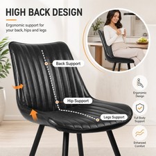 Set of 2 Black PU Leather Dining Chairs Rubberwood Frame Ergonomic Seat Masa - Sandalye Seti / Takımı price