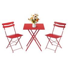 3-Piece Collapsible Patio Bistro Set Metal Table 2 Folding Chairs For In/Outdoor Masa - Sandalye Seti / Takımı price