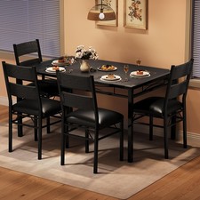 Wood Dining Table Set for 4, Kitchen Table Chairs w/ Upholstered Chairs Black Masa - Sandalye Seti / Takımı price