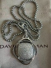 David Yurman 925 Sterling Silver 32mm Infinity 18" Necklace with Diamonds Pırlanta Kolye price
