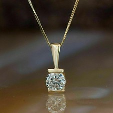 1.50Ct Round Cut Lab Created Diamond Solitaire Pendant 14K Yellow Gold Plated Pırlanta Kolye price