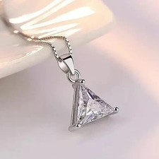 2Ct Trillion Cut Lab-Created Diamond Pendant 14k White Gold Plated 18'' Chain Pırlanta Kolye price