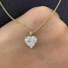 2CT Heart Cut Lab-Created Diamond 14K Yellow Gold Plated Solitaire Pendant Women Pırlanta Kolye price