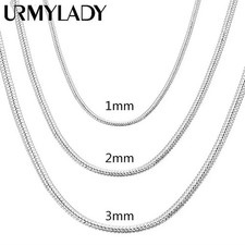 40-75cm 925 Sterling Silver 1MM/2MM/3MM solid Snake Chain Necklace For Men Women Pırlanta Kolye price