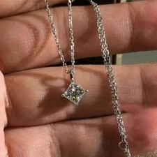2Ct Princess Cut Lab-Created Diamond Solitaire Pendant 14K White Gold Plated Pırlanta Kolye price