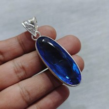 Natural Blue Tanzanite Quartz Pendant 925 Sterling Silver Handmade Gemstone Jewe Pırlanta Kolye price