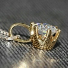 2Ct Round Cut VVS1/D Diamond Solitaire Pendant 14K Yellow Gold Finish Free Chain Pırlanta Kolye price