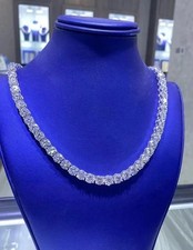 130Ct Lab Created Round Cut Diamond Womens Tennis Necklace 14K White Gold Plated Pırlanta Kolye price