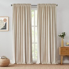 90" Velvet Blackout Curtains Luxury Super Soft Room Darkening Rod Pocket Beige Blackout Curtain price