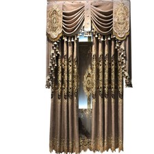 Luxury European Curtains Floral Embroidered Semi Blackout Curtain Drape 1 Panel Blackout Curtain price