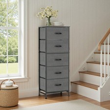 5 Drawer Fabric Dresser With Wood Top And X Shaped Steel Frame Slim Storage Dresser price