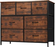 Brown 7 Drawers Dresser Bedroom Fabric Chest of Drawers Organizer Storage Tower Dresser price