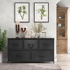 5 Drawers Black Dresser for Bedroom Wood Top Organizer Fabric Storage Drawers Dresser price