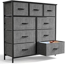 Gray 9 Storage Drawer Dresser for Bedroom Tall Wood Dresser Fabric Storage Tower Dresser price