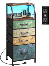 4 Drawer Dresser for Bedroom, 37" H Nightstand with Charging Station and Led Lig Dresser price