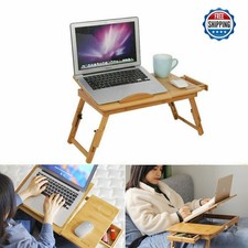 Bamboo Adjustable Laptop Tray Lap Desk Stand Foldable Bed Table w/drawer Desk price