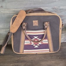 STS Ranchwear SIOUX Falls Briefcase Brown Zip Inner Pockets Shoulder Strap Unisex Briefcase price