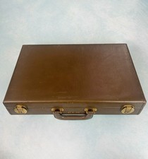 Vintage Brown Hard Shell Attaché Briefcase with Brass Locks and Internal Folders Unisex Briefcase price