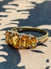 14K Yellow Gold Five-Stone Citrine and Diamond Ring Diamond Five-Stone Ring price
