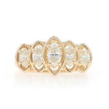 Yellow Gold Diamond Five-Stone Ring - 14k Marquise 1.00ctw Tiered Diamond Five-Stone Ring price