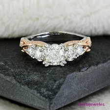 2.25 Ct Cushion Lab Created Diamond Ring Five Stone Rose Gold Two Tone Wedding Diamond Five-Stone Ring price