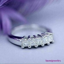 Princess Cut 2Ct Lab Created Diamond Five-Stone Wedding Ring 14K White Gold Over Diamond Five-Stone Ring price